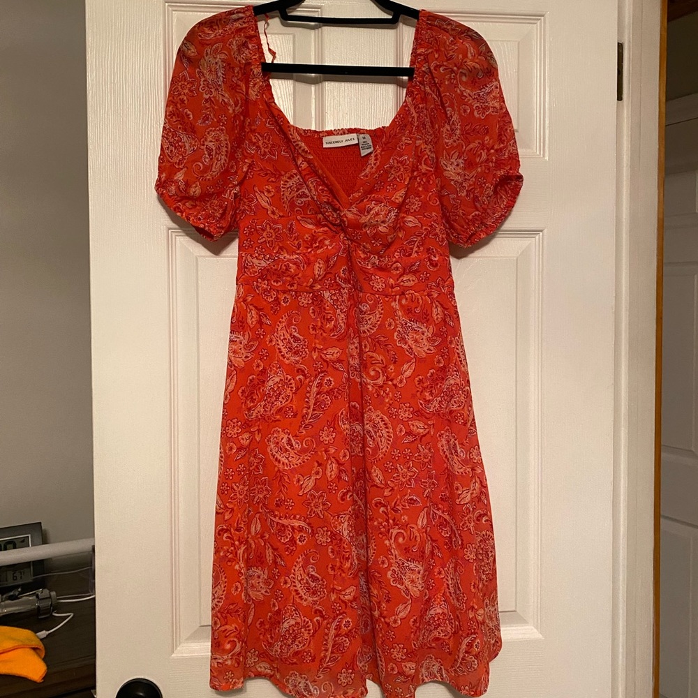 Puff Sleeve Sweetheart Neck Stretch Mini Printed Dress